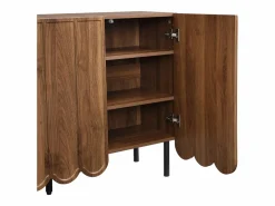 Best OKWISH Aparador de madera con 3 puertas a rayas y estantes ajustables - para salón y comedor Color natural oscuro