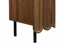Best OKWISH Aparador de madera con 3 puertas a rayas y estantes ajustables - para salón y comedor Color natural oscuro