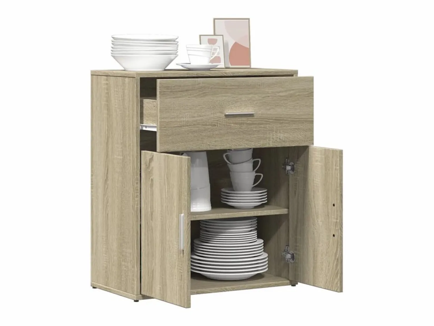 Outlet vidaxl Aparador de madera de ingeniería roble Sonoma 60x31x70 cm Marru00f3n