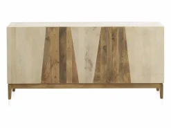 Sale Aparador de madera de mango en color patinado con patas de madera Blanco