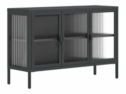 Online Clicnbuy Aparador de vidrio y acero 105x35x70 cm Negro