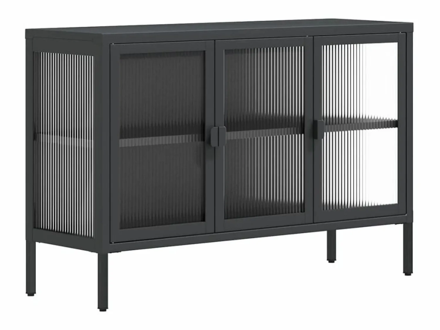 Online Clicnbuy Aparador de vidrio y acero 105x35x70 cm Negro