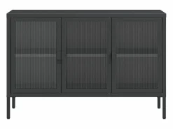 Online Clicnbuy Aparador de vidrio y acero 105x35x70 cm Negro