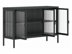 Online Clicnbuy Aparador de vidrio y acero 105x35x70 cm Negro