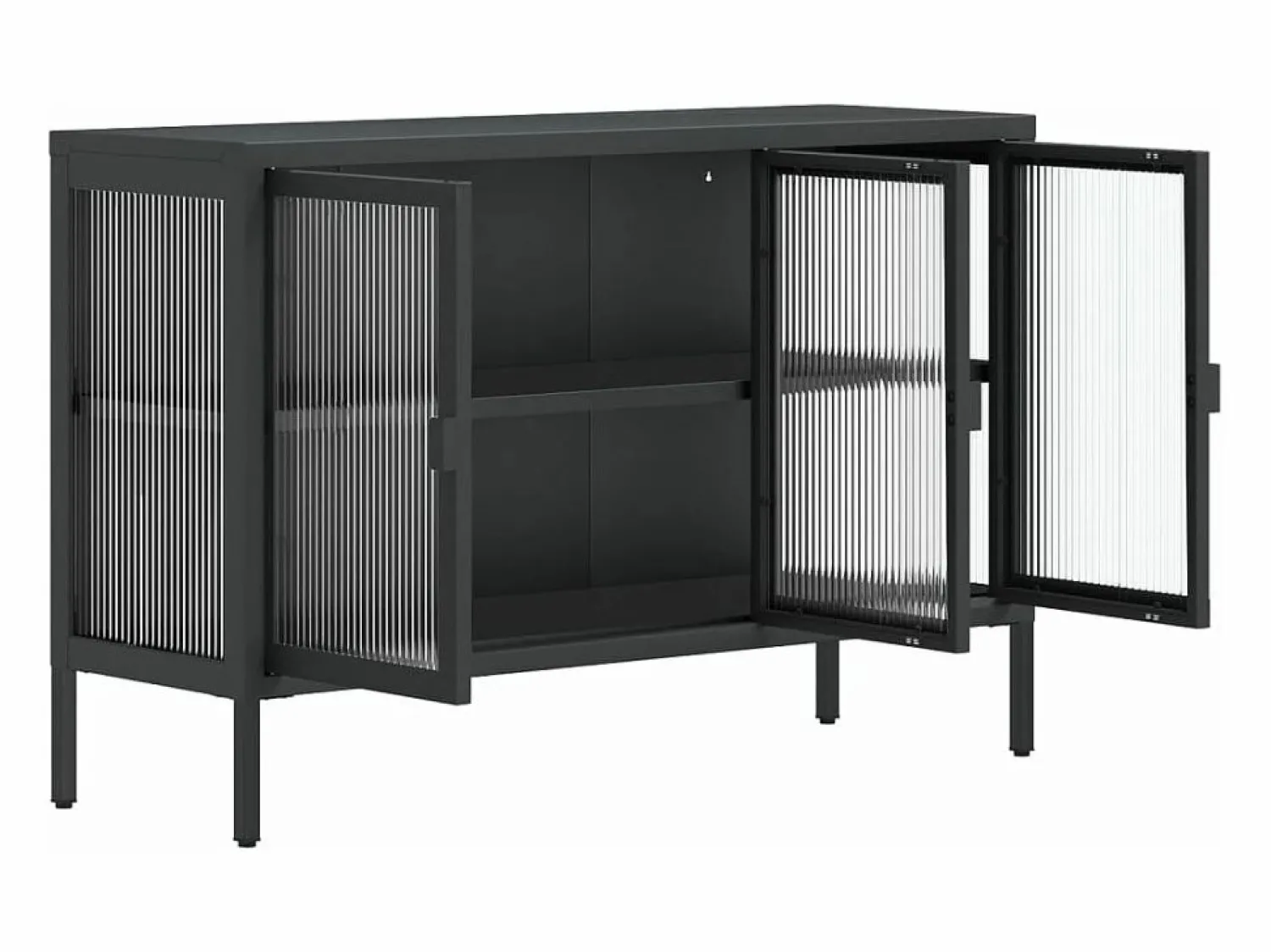 Online Clicnbuy Aparador de vidrio y acero 105x35x70 cm Negro