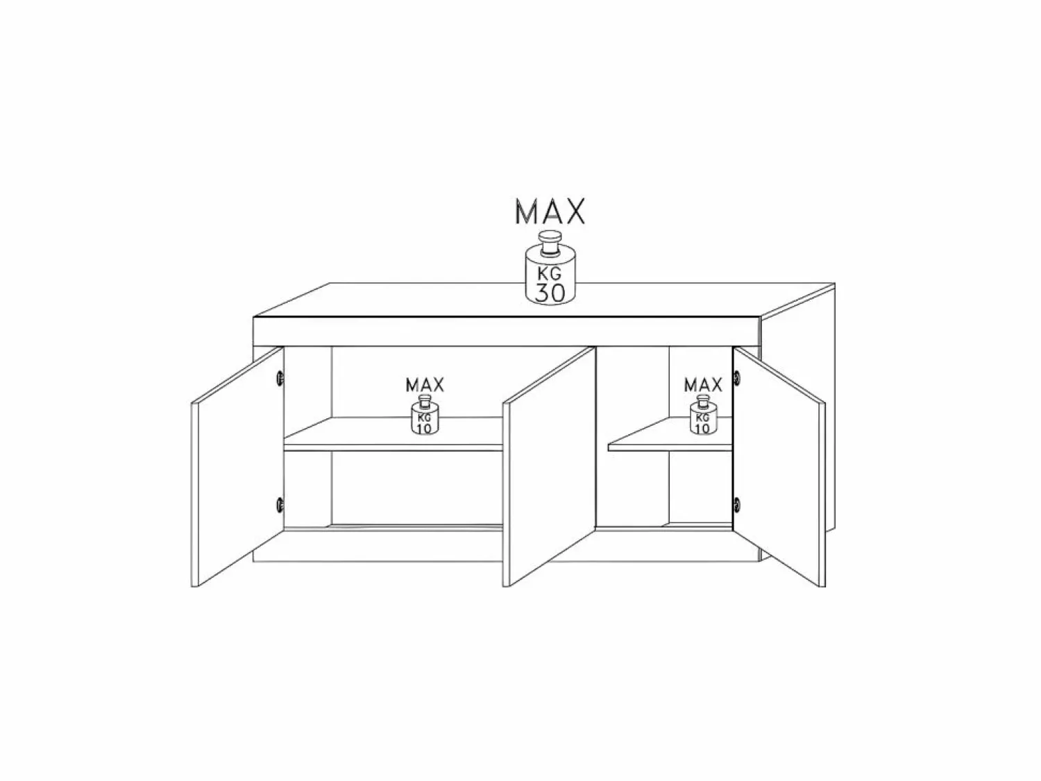 Sale Vente-unique Aparador design 3 puertas lacado COMETE Blanco