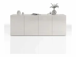 Best Aparador Egypt con 4 puertas y 4 compartimentos brillo 180x38x70 cm Blanco