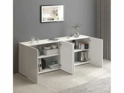 Best Aparador Egypt con 4 puertas y 4 compartimentos brillo 180x38x70 cm Blanco