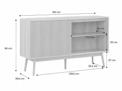 Discount Sweeek Aparador escandinavo efecto madera con 2 puertas, 150cm natural Marru00f3n
