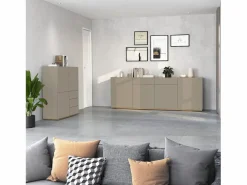Aparador Garda con 4 puertas y 2 cajones mate y roble 200x35x71 cm