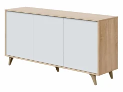 Aparador Kikua 3 puertas roble canadian y artik, 75x154x40 cm Aparador