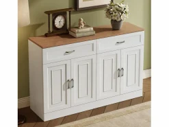 Merax Aparador moderno con estantes + 4 puertas + 2 cajones - 120 x 35 x 80,5 cm - aglomerado -