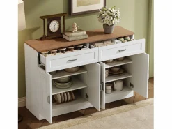 Merax Aparador moderno con estantes + 4 puertas + 2 cajones - 120 x 35 x 80,5 cm - aglomerado -