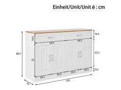 Merax Aparador moderno con estantes + 4 puertas + 2 cajones - 120 x 35 x 80,5 cm - aglomerado -