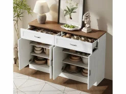 Merax Aparador moderno con estantes + 4 puertas + 2 cajones - 120 x 35 x 80,5 cm - aglomerado -