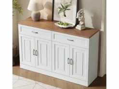 Merax Aparador moderno con estantes + 4 puertas + 2 cajones - 120 x 35 x 80,5 cm - aglomerado -