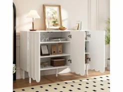 Best Aparador moderno con puertas onduladas - 120 x 35 x 80 cm - con estantes regulables - MDF - Aparador