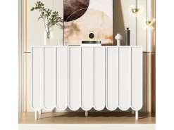 Best Aparador moderno con puertas onduladas - 120 x 35 x 80 cm - con estantes regulables - MDF - Aparador