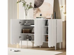 Best Aparador moderno con puertas onduladas - 120 x 35 x 80 cm - con estantes regulables - MDF - Aparador