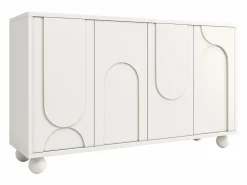 Merax Aparador moderno para comedor y salón - 120 x 35 x 71 cm - con 4 puertas + estante ajustable - MDF + metal -