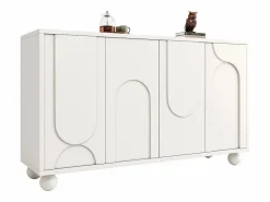Merax Aparador moderno para comedor y salón - 120 x 35 x 71 cm - con 4 puertas + estante ajustable - MDF + metal -