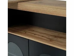 Discount ModernLuxe Aparador, Mueble bar giratorio y retráctil con LED - gran espacio de almacenamiento - estilo contemporáneo - Negro