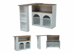 Sale Aparador, Mueble bar giratorio y retráctil con LED - gran espacio de almacenamiento - estilo contemporáneo - Mueble Bar