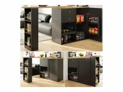 ModernLuxe Aparador, Mueble bar giratorio y retráctil - 2 cajones y 6 compartimentos -