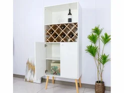 Clearance Aparador mueble para vinos de cocina y salón con 2 puertas estilo nórdico Ulbster Botellero|Accesorios Para Vino Y Bar