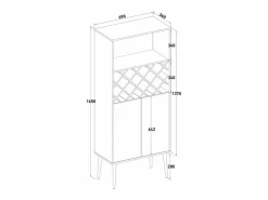 Clearance Aparador mueble para vinos de cocina y salón con 2 puertas estilo nórdico Ulbster Botellero|Accesorios Para Vino Y Bar