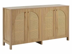Aparador Natural - Aparador con 4 puertas de ratán y tiradores de metal - para comedor y salón