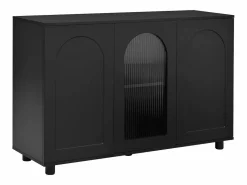 Online Hauss Spole Aparador con 3 puertas - estantes regulables - madera MDF y PB Negro