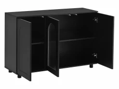 Online Hauss Spole Aparador con 3 puertas - estantes regulables - madera MDF y PB Negro