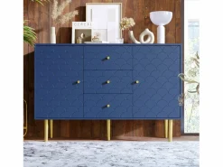 Best Aparador para salón dormitorio - 120 x 40 x 83 cm - con 2 puertas + 3 cajones - madera + metal - Aparador
