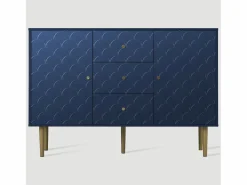 Best Aparador para salón dormitorio - 120 x 40 x 83 cm - con 2 puertas + 3 cajones - madera + metal - Aparador