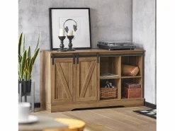 Online Sobuy Aparador Recibidor con Puerta corrediza de Granero Armario de Almacenamiento Mueble para Entrada 120 x 40 x 70 cm FSB60-BR ES Marru00f3n
