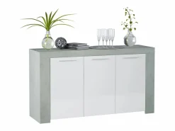 Loungitude Aparador Urban 3 puertas blanco/cemento 80x144x42 cm
