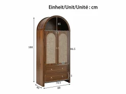 Best Merax Aparador vintage de mimbre estilo abovedado - 80 x 40 x 180 cm - con 2 cajones + 2 puertas - para salón y dormitorio - MDF - marrón Marru00f3n