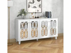 Hauss Spole Aparador 160x40x84cm con 4 puertas con espejo, cuerpo lacado en