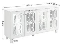 Hauss Spole Aparador 160x40x84cm con 4 puertas con espejo, cuerpo lacado en