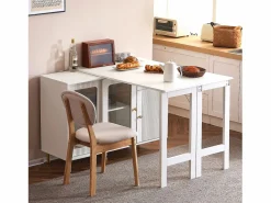 Hauss Spole Aparador 122x80x82cm con 3 puertas y 1 cajón, tapa extensible y giratoria, cuerpo Blanco