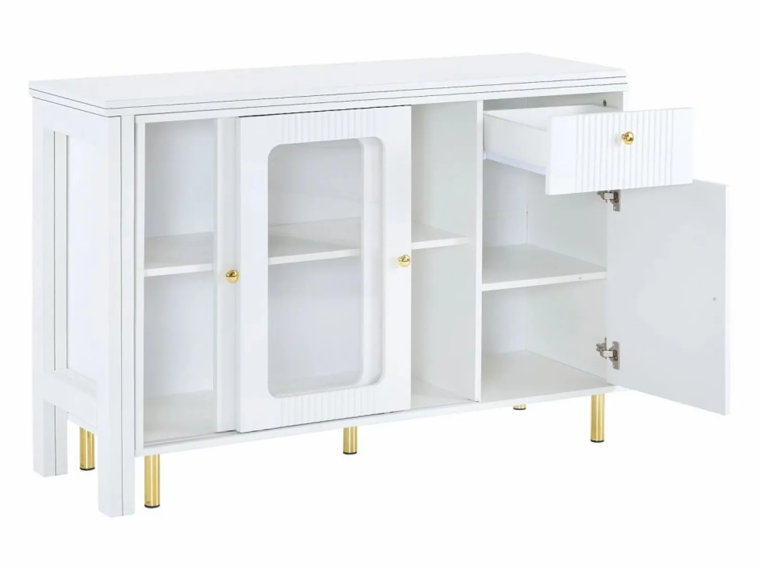 Hauss Spole Aparador 122x80x82cm con 3 puertas y 1 cajón, tapa extensible y giratoria, cuerpo Blanco