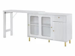 Hauss Spole Aparador 122x80x82cm con 3 puertas y 1 cajón, tapa extensible y giratoria, cuerpo Blanco