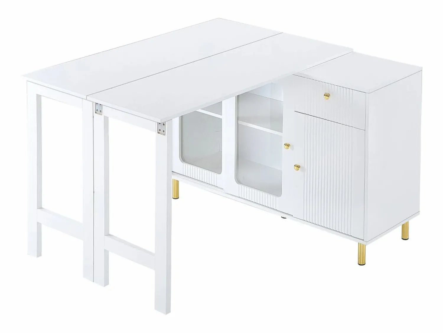 Hauss Spole Aparador 122x80x82cm con 3 puertas y 1 cajón, tapa extensible y giratoria, cuerpo Blanco