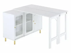 Hauss Spole Aparador 122x80x82cm con 3 puertas y 1 cajón, tapa extensible y giratoria, cuerpo Blanco