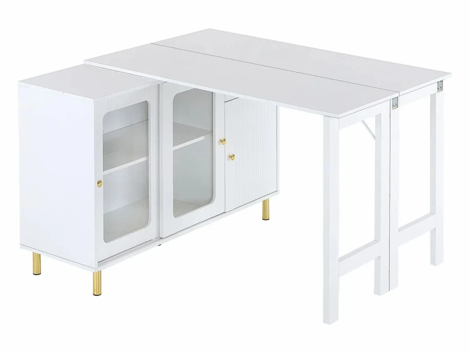 Hauss Spole Aparador 122x80x82cm con 3 puertas y 1 cajón, tapa extensible y giratoria, cuerpo Blanco