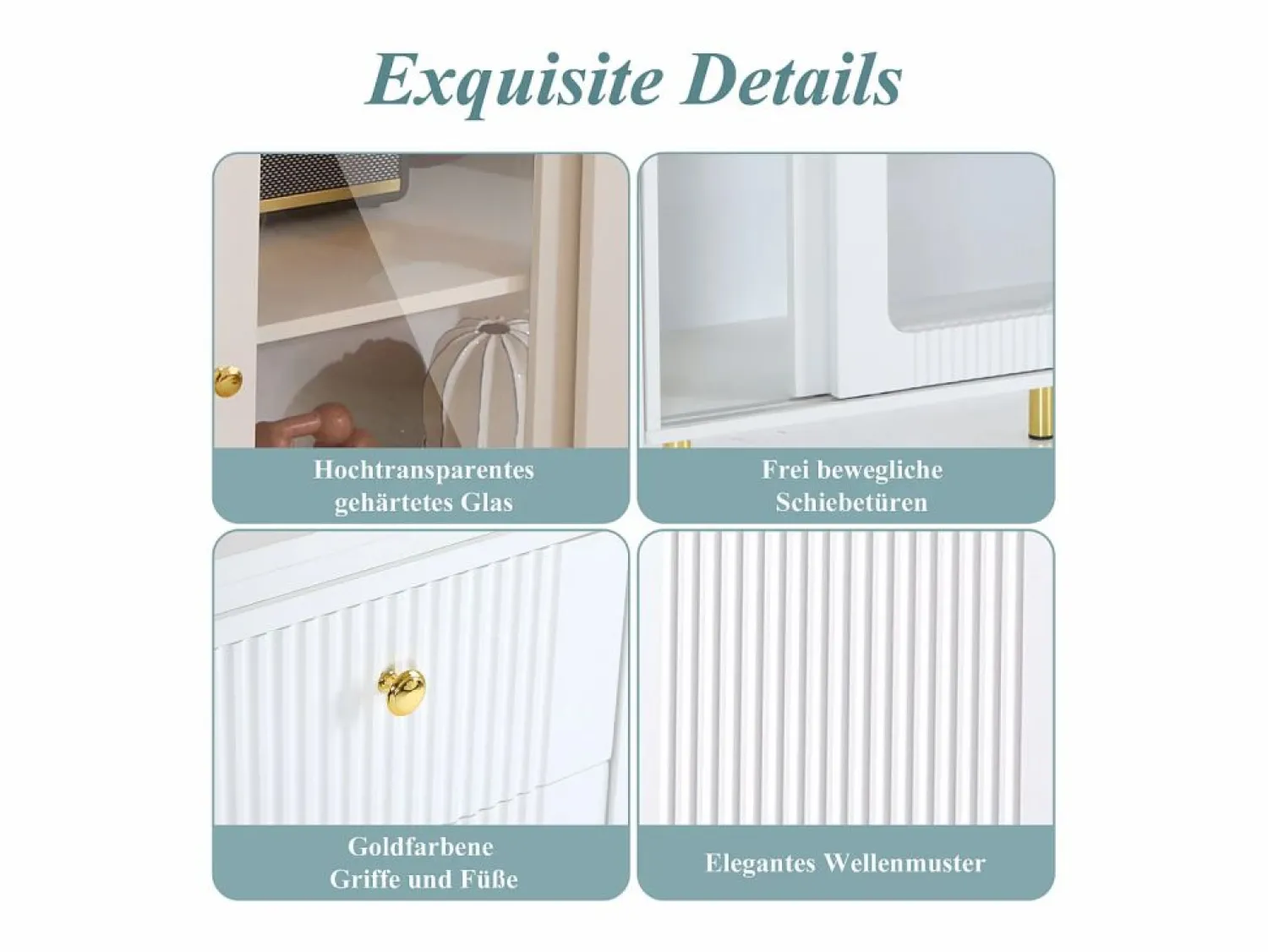 Hauss Spole Aparador 122x80x82cm con 3 puertas y 1 cajón, tapa extensible y giratoria, cuerpo Blanco