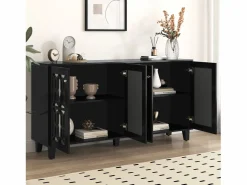 Hauss Spole Aparador 160x40x84cm con 4 puertas con espejo, cuerpo lacado en