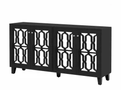 Hauss Spole Aparador 160x40x84cm con 4 puertas con espejo, cuerpo lacado en