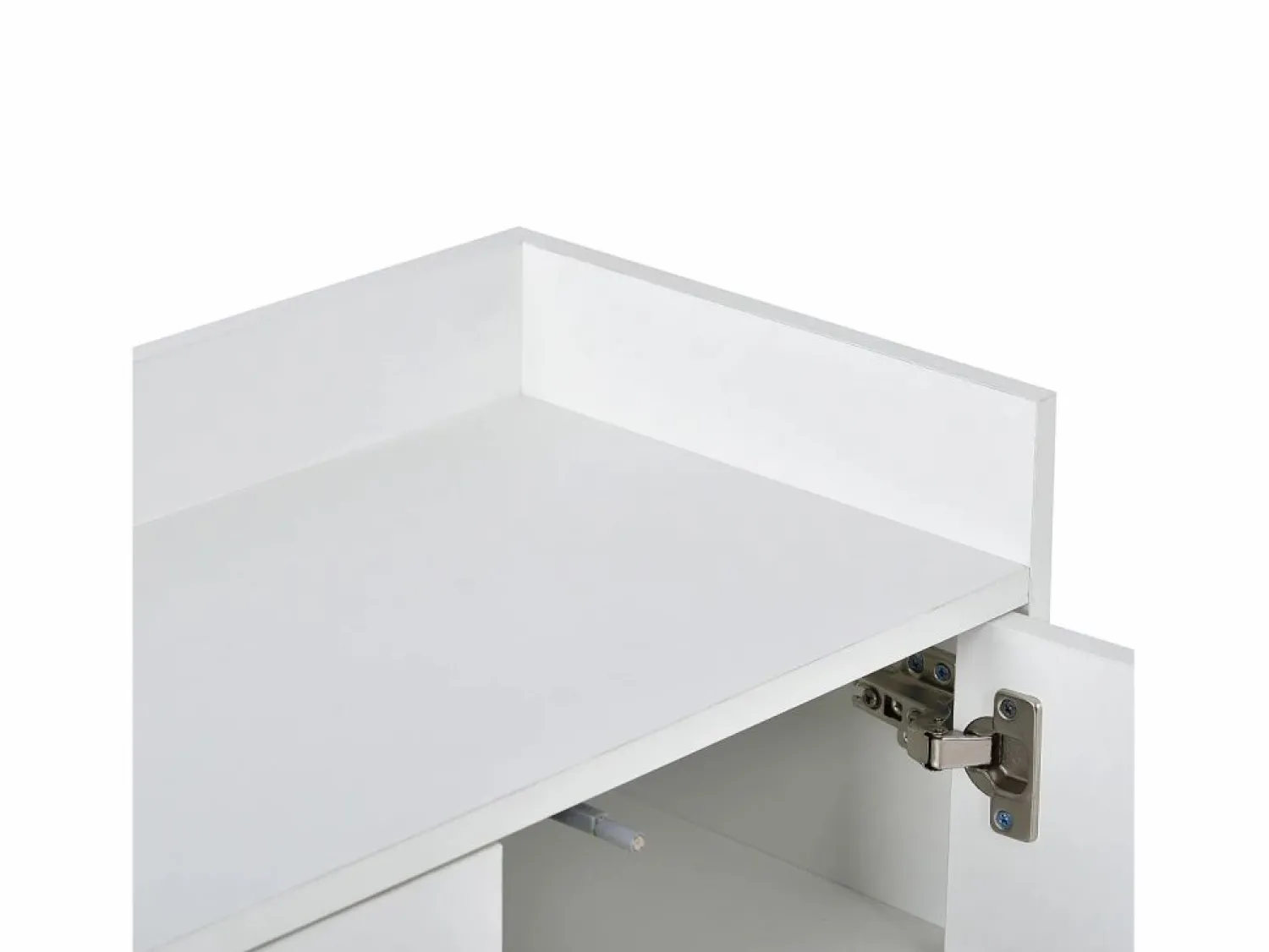 Best Hauss Spole Aparador 120x30x80cm con 4 puertas sin tiradores, patas de metal dorado, cuerpo Blanco